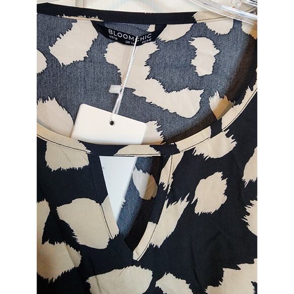 BloomChic Leopard Print Notch Neck Ruffle Cap Sleeve Belted Dress, NWT, Large - Picture 4 of 6